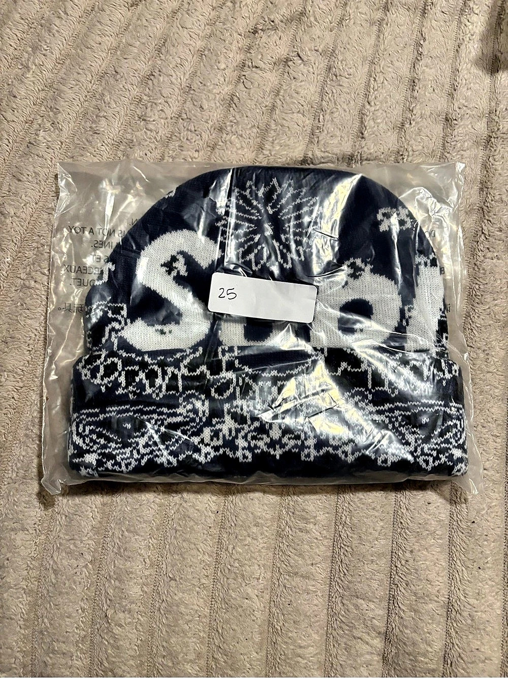 Supreme Bandana Big Logo Beanie Blue & White Beanie NWT CT-2/2565